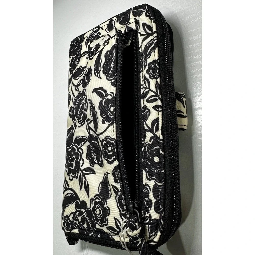 NWT Vera Bradley Large Tab Nylon Wallet Bubbly Flowers Black Pattern MSRP $95.00 - Picture 12 of 13